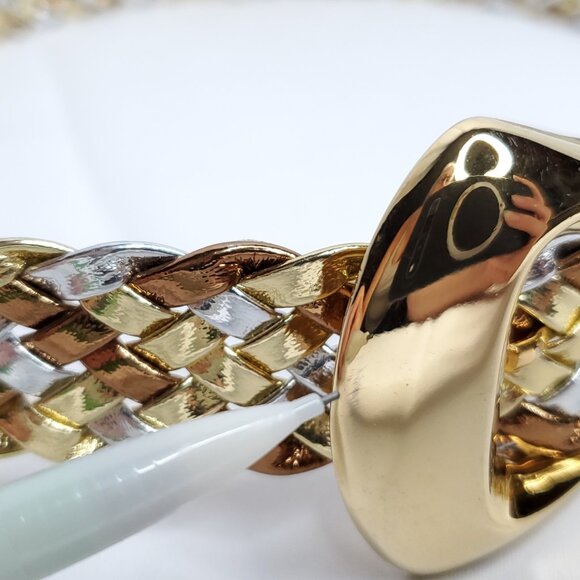 Womens Metallic Braided Belt Vintage Day Lor Silver Gold Bronze Tone Vintage - Picture 2 of 4